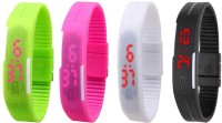 Omen Led Magnet Band Combo of 4 Green, Pink, White And Black Digital Watch  - For Men & Women   Watches  (Omen)