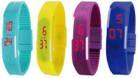 View NS18 Silicone Led Magnet Band Combo of 4 Sky Blue, Yellow, Purple And Blue Digital Watch  - For Boys & Girls Wrist Watches Price Online(NS18)