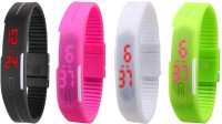 Omen Led Magnet Band Combo of 4 Black, Pink, White And Green Digital Watch  - For Men & Women   Watches  (Omen)