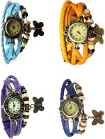 Omen Vintage Rakhi Combo of 4 Sky Blue, Purple, Yellow And Blue Analog Watch  - For Women   Watches  (Omen)