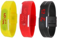 Omen Led Band Watch Combo of 3 Yellow, Red And Black Digital Watch  - For Couple   Watches  (Omen)