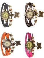 NS18 Vintage Butterfly Rakhi Combo of 4 Black, Orange, Brown And Pink Analog Watch  - For Women   Watches  (NS18)