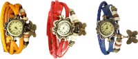Omen Vintage Rakhi Watch Combo of 3 Yellow, Red And Blue Analog Watch  - For Women   Watches  (Omen)
