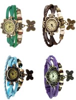 Omen Vintage Rakhi Combo of 4 Green, Sky Blue, Brown And Purple Analog Watch  - For Women   Watches  (Omen)