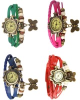 Omen Vintage Rakhi Combo of 4 Green, Blue, Pink And Red Analog Watch  - For Women   Watches  (Omen)