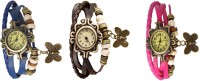 Omen Vintage Rakhi Watch Combo of 3 Blue, Brown And Pink Analog Watch  - For Women   Watches  (Omen)