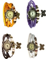 Omen Vintage Rakhi Combo of 4 Yellow, Brown, Purple And White Analog Watch  - For Women   Watches  (Omen)