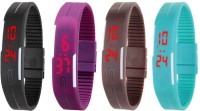 Omen Led Magnet Band Combo of 4 Black, Purple, Brown And Sky Blue Digital Watch  - For Men & Women   Watches  (Omen)