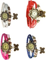 Omen Vintage Rakhi Combo of 4 White, Pink, Red And Blue Analog Watch  - For Women   Watches  (Omen)