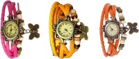 Omen Vintage Rakhi Watch Combo of 3 Pink, Yellow And Orange Analog Watch  - For Women   Watches  (Omen)