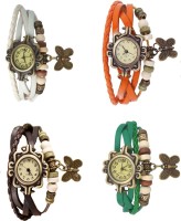 Omen Vintage Rakhi Combo of 4 White, Brown, Orange And Green Analog Watch  - For Women   Watches  (Omen)