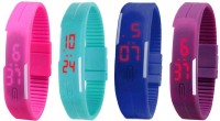 Omen Led Magnet Band Combo of 4 Pink, Sky Blue, Blue And Purple Digital Watch  - For Men & Women   Watches  (Omen)