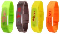 Omen Led Magnet Band Combo of 4 Green, Brown, Yellow And Orange Digital Watch  - For Men & Women   Watches  (Omen)