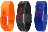 Omen Led Band Watch Combo of 3 Orange, Black And Blue Digital Watch  - For Couple   Watches  (Omen)