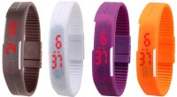 Omen Led Magnet Band Combo of 4 Brown, White, Purple And Orange Digital Watch  - For Men & Women   Watches  (Omen)