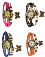 Omen Vintage Rakhi Combo of 4 Pink, Blue, Brown And Orange Analog Watch  - For Women   Watches  (Omen)