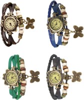 Omen Vintage Rakhi Combo of 4 Brown, Green, Blue And Black Analog Watch  - For Women   Watches  (Omen)