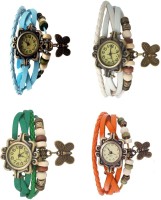 NS18 Vintage Butterfly Rakhi Combo of 4 Sky Blue, Green, White And Orange Analog Watch  - For Women   Watches  (NS18)