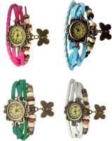 Omen Vintage Rakhi Combo of 4 Pink, Green, Sky Blue And White Analog Watch  - For Women   Watches  (Omen)