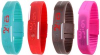 Omen Led Magnet Band Combo of 4 Sky Blue, Red, Brown And Pink Digital Watch  - For Men & Women   Watches  (Omen)