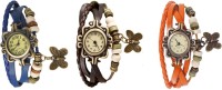 Omen Vintage Rakhi Watch Combo of 3 Blue, Brown And Orange Analog Watch  - For Women   Watches  (Omen)