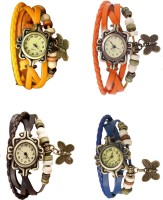 Omen Vintage Rakhi Combo of 4 Yellow, Brown, Orange And Blue Analog Watch  - For Women   Watches  (Omen)