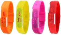 Omen Led Magnet Band Combo of 4 Orange, Yellow, Pink And Red Digital Watch  - For Men & Women   Watches  (Omen)