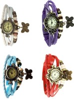Omen Vintage Rakhi Combo of 4 White, Sky Blue, Purple And Red Analog Watch  - For Women   Watches  (Omen)