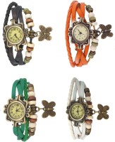 Omen Vintage Rakhi Combo of 4 Black, Green, Orange And White Analog Watch  - For Women   Watches  (Omen)