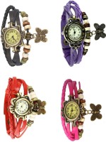 Omen Vintage Rakhi Combo of 4 Black, Red, Purple And Pink Analog Watch  - For Women   Watches  (Omen)