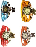 Omen Vintage Rakhi Combo of 4 Sky Blue, Red, Yellow And Orange Analog Watch  - For Women   Watches  (Omen)