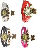 Omen Vintage Rakhi Combo of 4 White, Black, Red And Pink Analog Watch  - For Women   Watches  (Omen)
