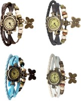 Omen Vintage Rakhi Combo of 4 Brown, Sky Blue, Black And White Analog Watch  - For Women   Watches  (Omen)
