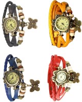 Omen Vintage Rakhi Combo of 4 Black, Blue, Yellow And Red Analog Watch  - For Women   Watches  (Omen)