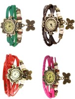 Omen Vintage Rakhi Combo of 4 Green, Red, Brown And Pink Analog Watch  - For Women   Watches  (Omen)
