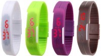 Omen Led Magnet Band Combo of 4 White, Green, Purple And Brown Digital Watch  - For Men & Women   Watches  (Omen)