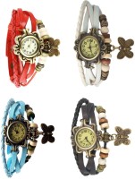 Omen Vintage Rakhi Combo of 4 Red, Sky Blue, White And Black Analog Watch  - For Women   Watches  (Omen)