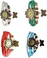Omen Vintage Rakhi Combo of 4 White, Red, Green And Sky Blue Analog Watch  - For Women   Watches  (Omen)