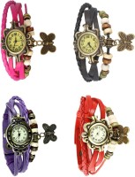 Omen Vintage Rakhi Combo of 4 Pink, Purple, Black And Red Analog Watch  - For Women   Watches  (Omen)