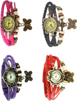 View Omen Vintage Rakhi Combo of 4 Pink, Purple, Black And Red Analog Watch  - For Women Wrist Watches Price Online(Omen)