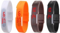 Omen Led Magnet Band Combo of 4 White, Orange, Brown And Black Digital Watch  - For Men & Women   Watches  (Omen)