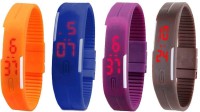 Omen Led Magnet Band Combo of 4 Orange, Blue, Purple And Brown Digital Watch  - For Men & Women   Watches  (Omen)