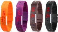 Omen Led Magnet Band Combo of 4 Orange, Purple, Brown And Black Digital Watch  - For Men & Women   Watches  (Omen)