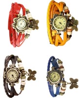 Omen Vintage Rakhi Combo of 4 Red, Brown, Yellow And Blue Analog Watch  - For Women   Watches  (Omen)