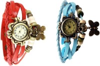 Omen Vintage Rakhi Watch Combo of 2 Red And Sky Blue Analog Watch  - For Women   Watches  (Omen)