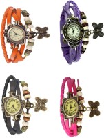 Omen Vintage Rakhi Combo of 4 Orange, Black, Purple And Pink Analog Watch  - For Women   Watches  (Omen)