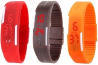 Omen Led Band Watch Combo of 3 Red, Brown And Orange Digital Watch  - For Couple   Watches  (Omen)