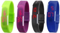 Omen Led Magnet Band Combo of 4 Green, Purple, Black And Blue Digital Watch  - For Men & Women   Watches  (Omen)