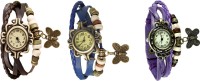 Omen Vintage Rakhi Watch Combo of 3 Brown, Blue And Purple Analog Watch  - For Women   Watches  (Omen)