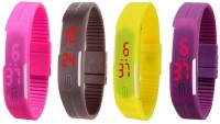 Omen Led Magnet Band Combo of 4 Pink, Brown, Yellow And Purple Digital Watch  - For Men & Women   Watches  (Omen)